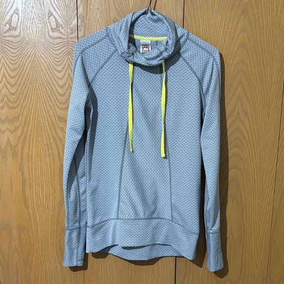 Avalanche Tops - Avalanche Gray Patterned Cowl Neck with Yellow Trim Womens S sweater